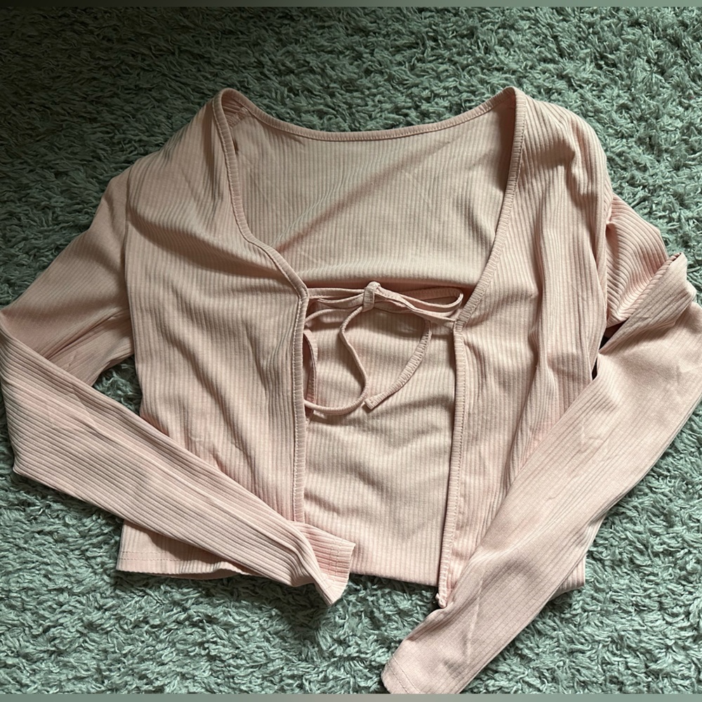Long sleeve pink tie top